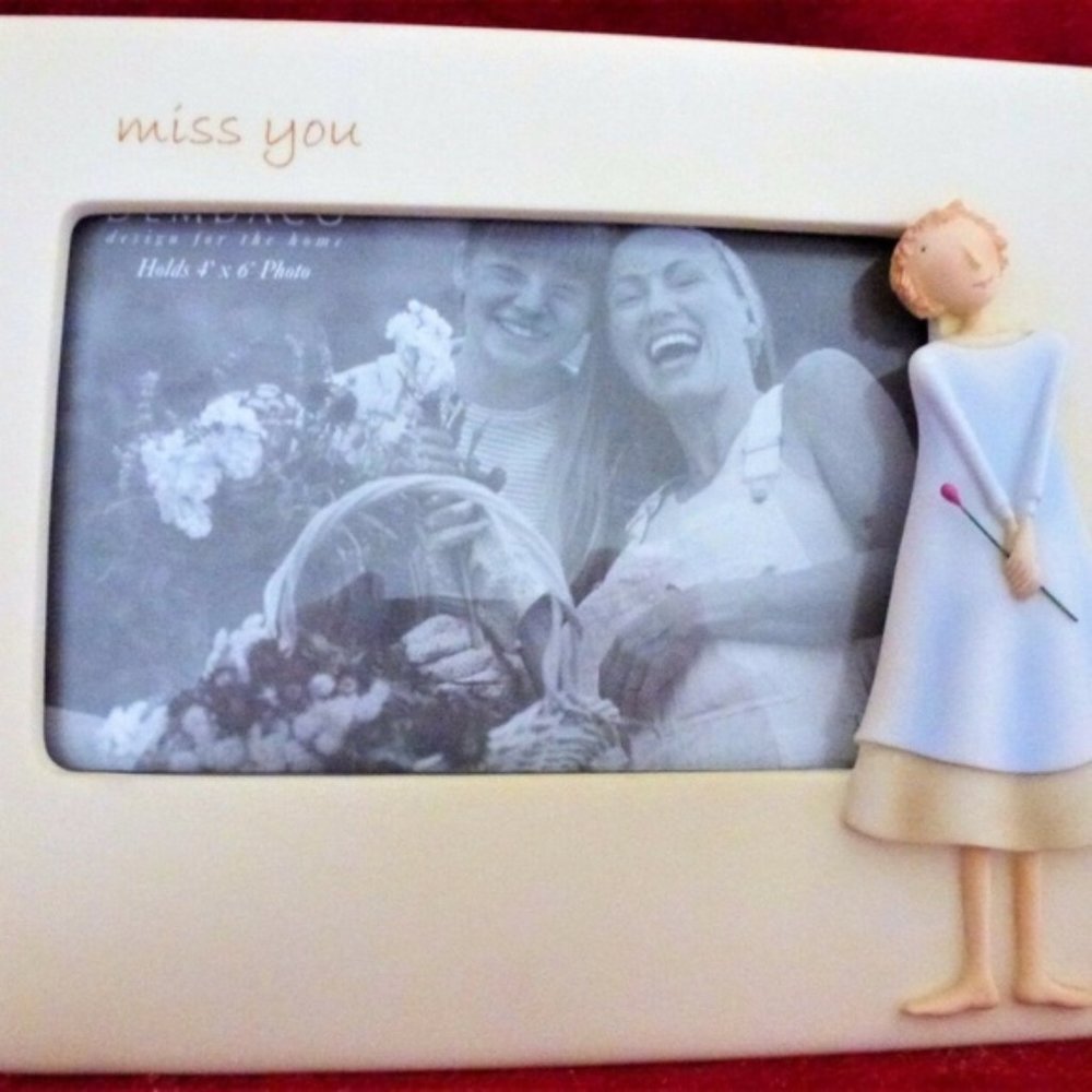 Demdaco Cream Blue Miss You Table / Wall Picture Frame Holds 4 x 6 NEW